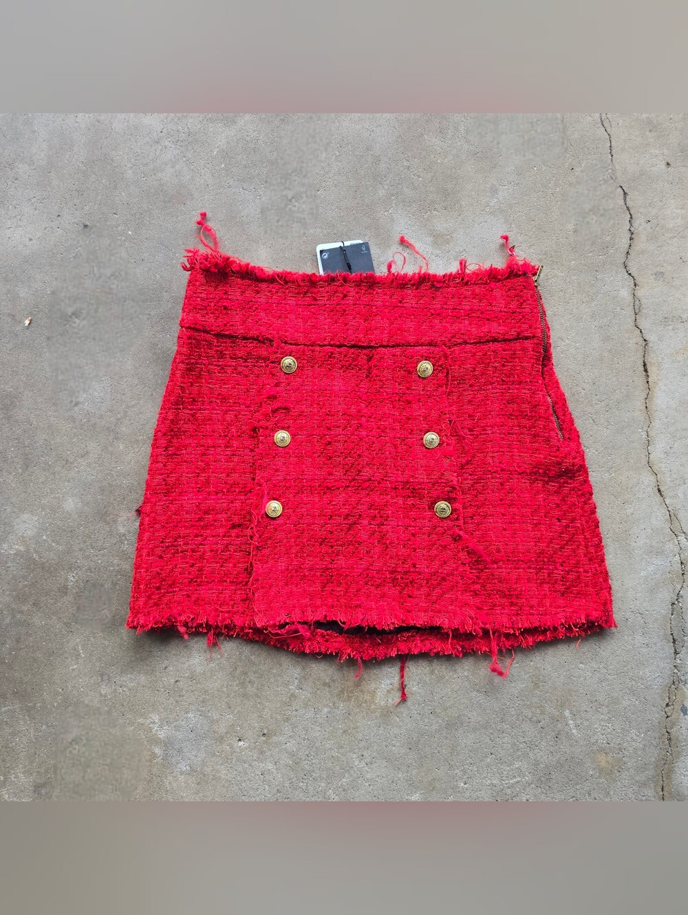 Zara Woman Red Tweed Old Money Skirt Nwt